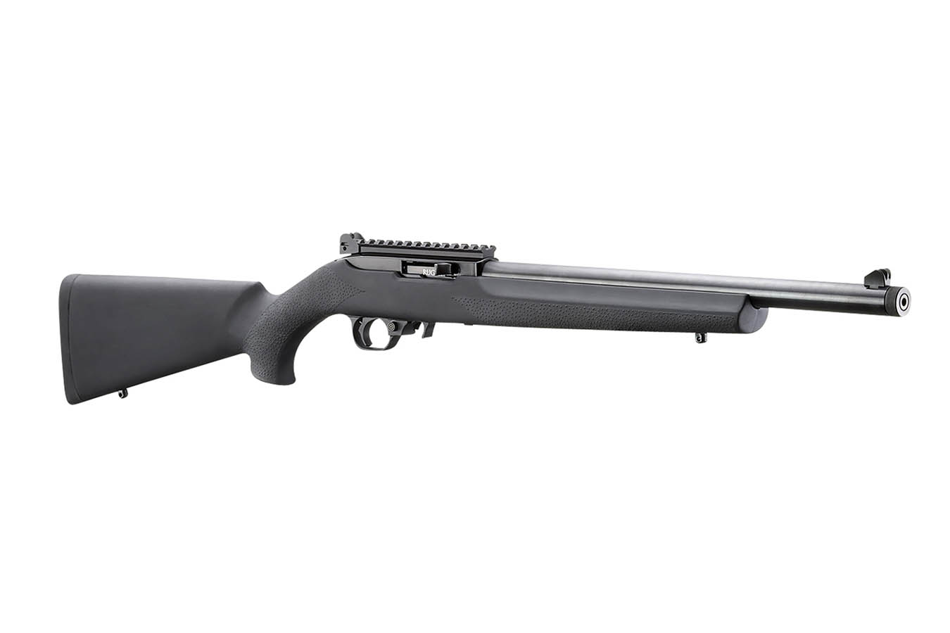 RUGER 10/22 22LR Rimfire Rifle with Black Hogue OverMolded Grip and Threaded Barrel