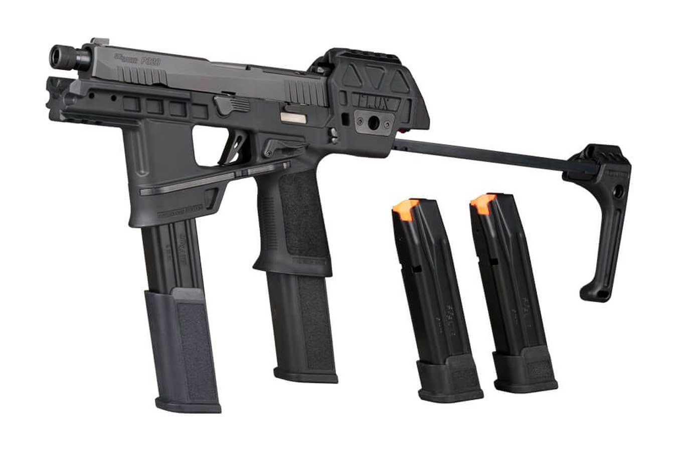 SIG SAUER P320-FLUX Tacops 9mm Pistol with Rapid Deploying Stabilizing Brace and Four Total Magazines