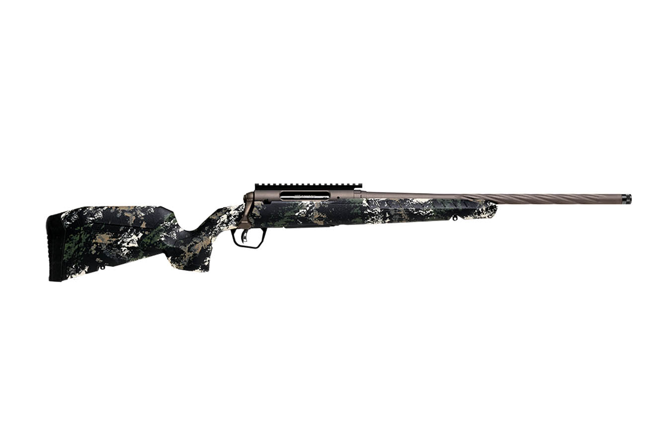 SAVAGE Axis 2 Pro 22-250 Rem Bolt-Action Rifle with Gun Metal Bronze Spiral Fluted Barrel and Forest SP Camo Stock