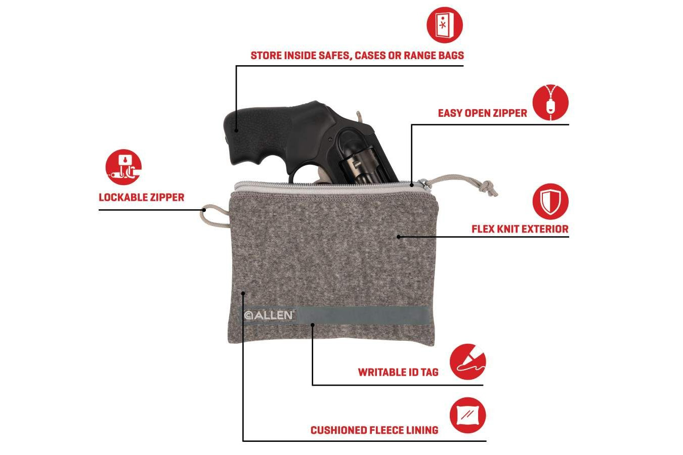 ALLEN COMPANY Gray Pistol Pouch, Compact