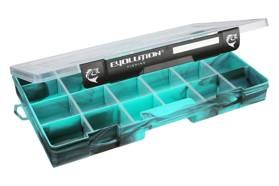 EVOLUTION OUTDOORS Drift Series 3700 4-Latch Tackle Tray - Seafoam