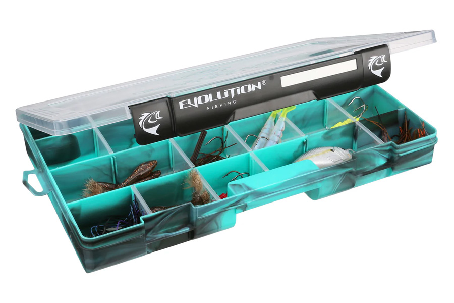 EVOLUTION OUTDOORS Drift Series 3700 4-Latch Tackle Tray - Seafoam