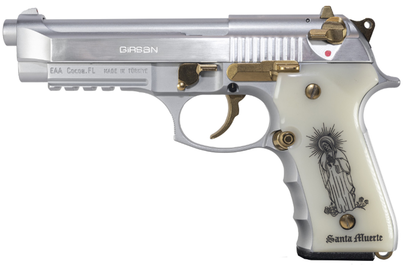 GIRSAN Regard MC 9MM Pistol With Pearl Engraved Santa Muerte