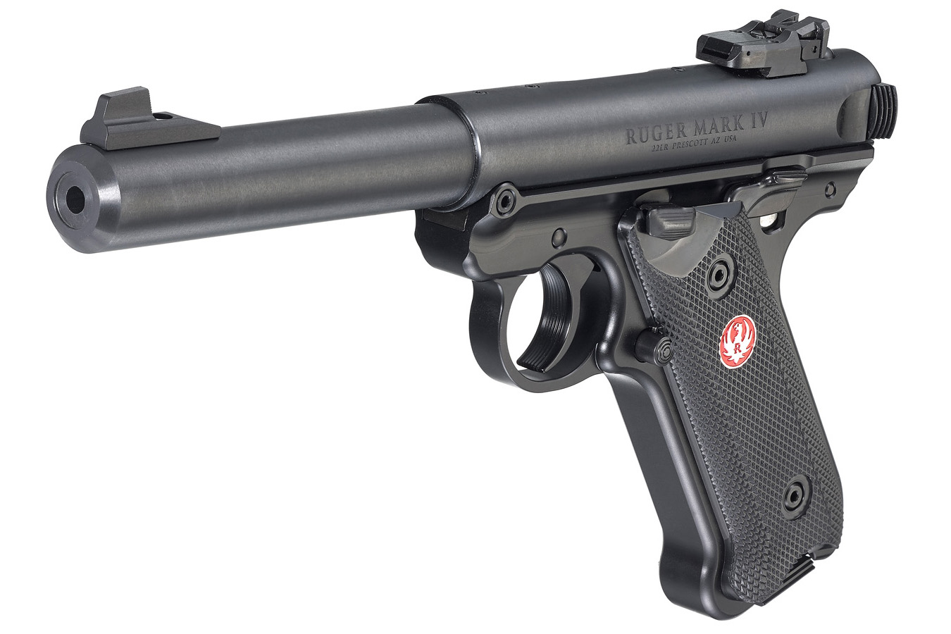 RUGER Mark IV Target 22LR Blued Rimfire Pistol with Bull Barrel