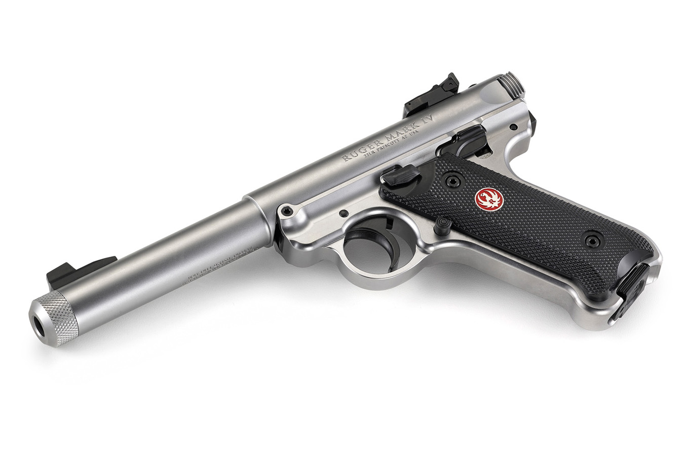 RUGER Mark IV Target 22LR Stainless Rimfire Pistol with Threaded Bull Barrel
