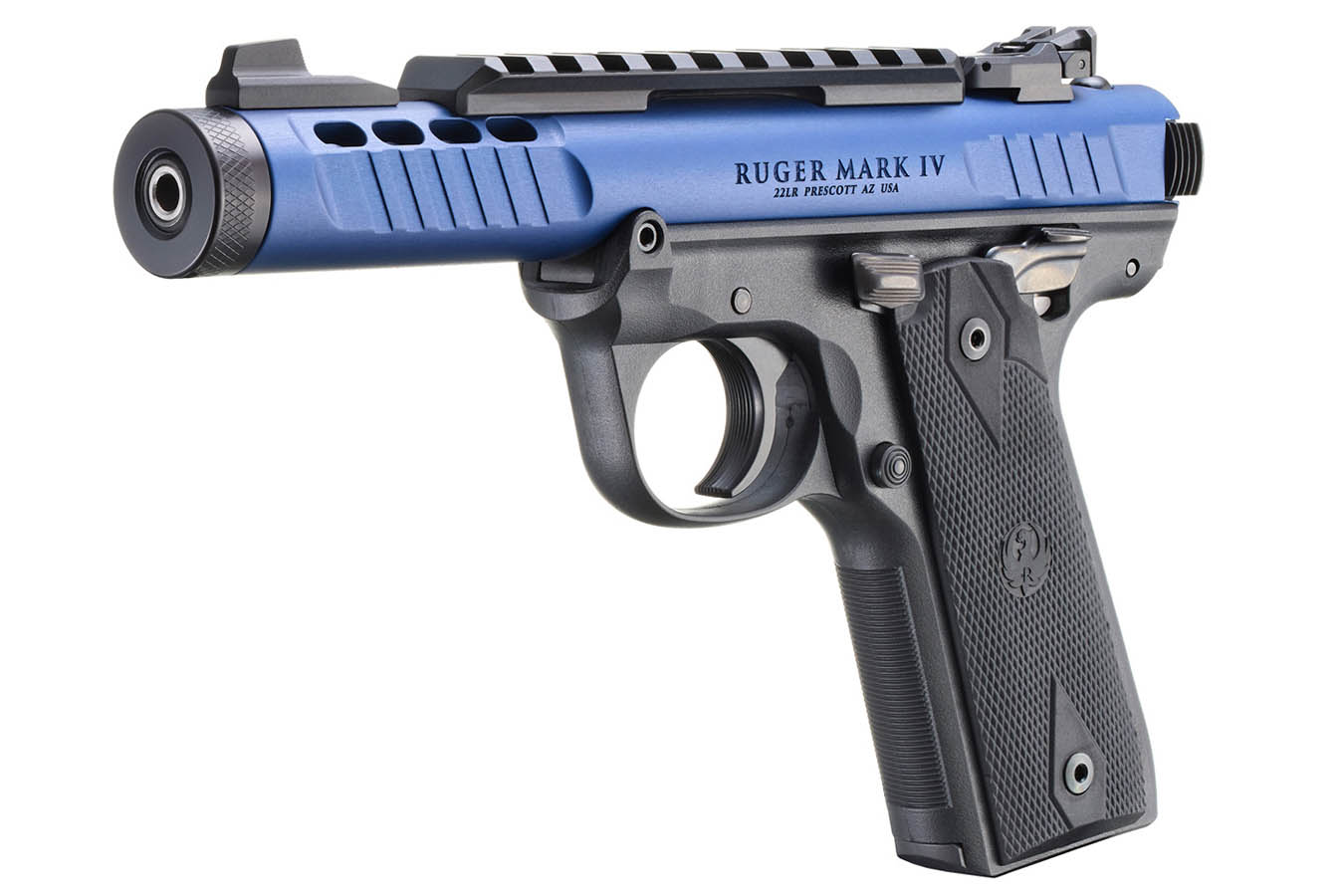 RUGER Mark IV 22/45 Lite 22LR Rimfire Pistol with Blue Anodized Finish and Threaded Barrel