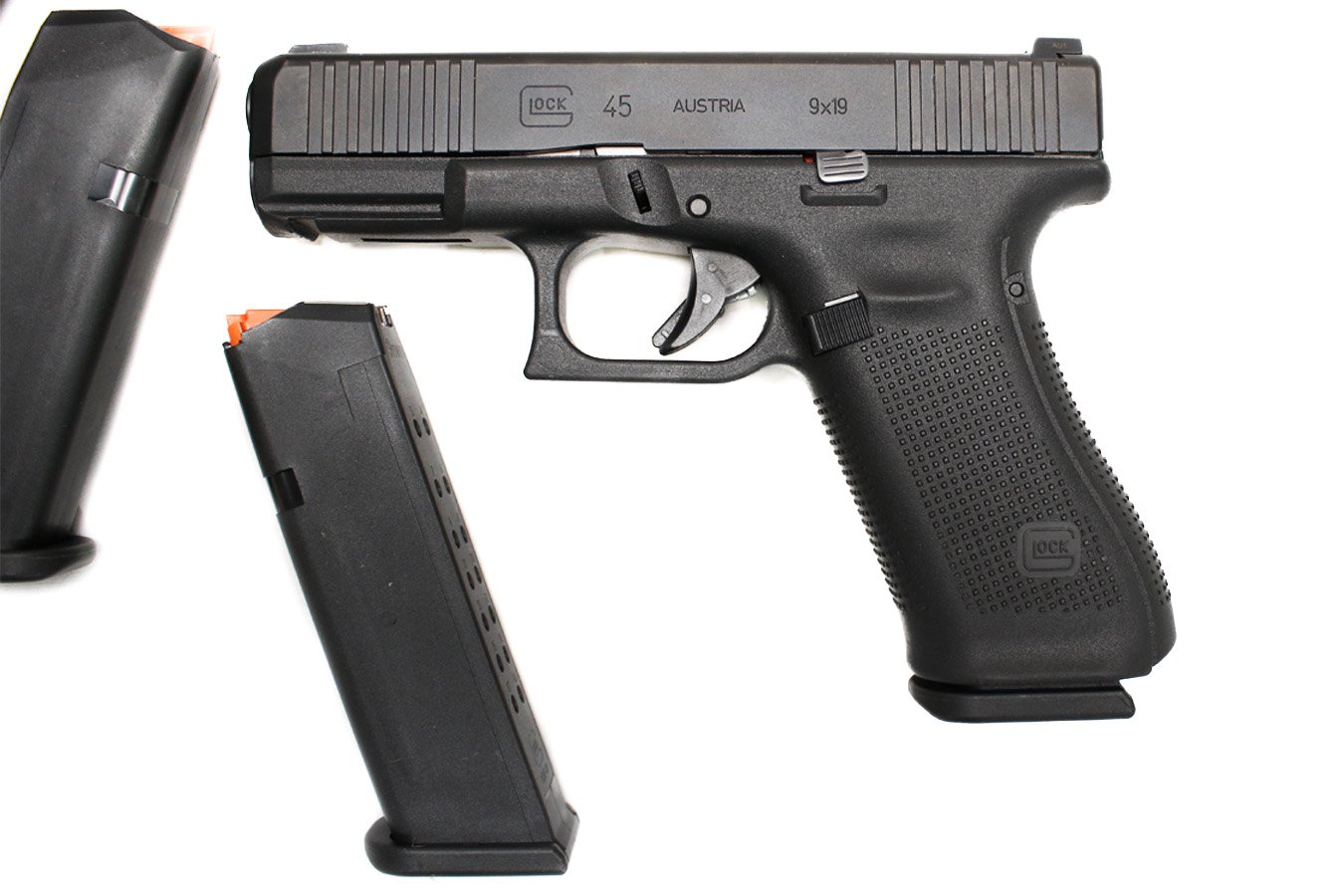 GLOCK 45 9mm Police Trade-In Pistols with Front Serrations (Good Condition)