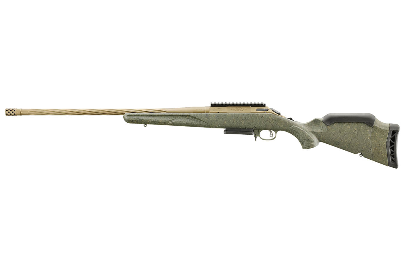 RUGER American Predator Gen II 300 Win Mag Bolt-Action Rifle with Bronze Cerakote Finish and Green Splatter Stock