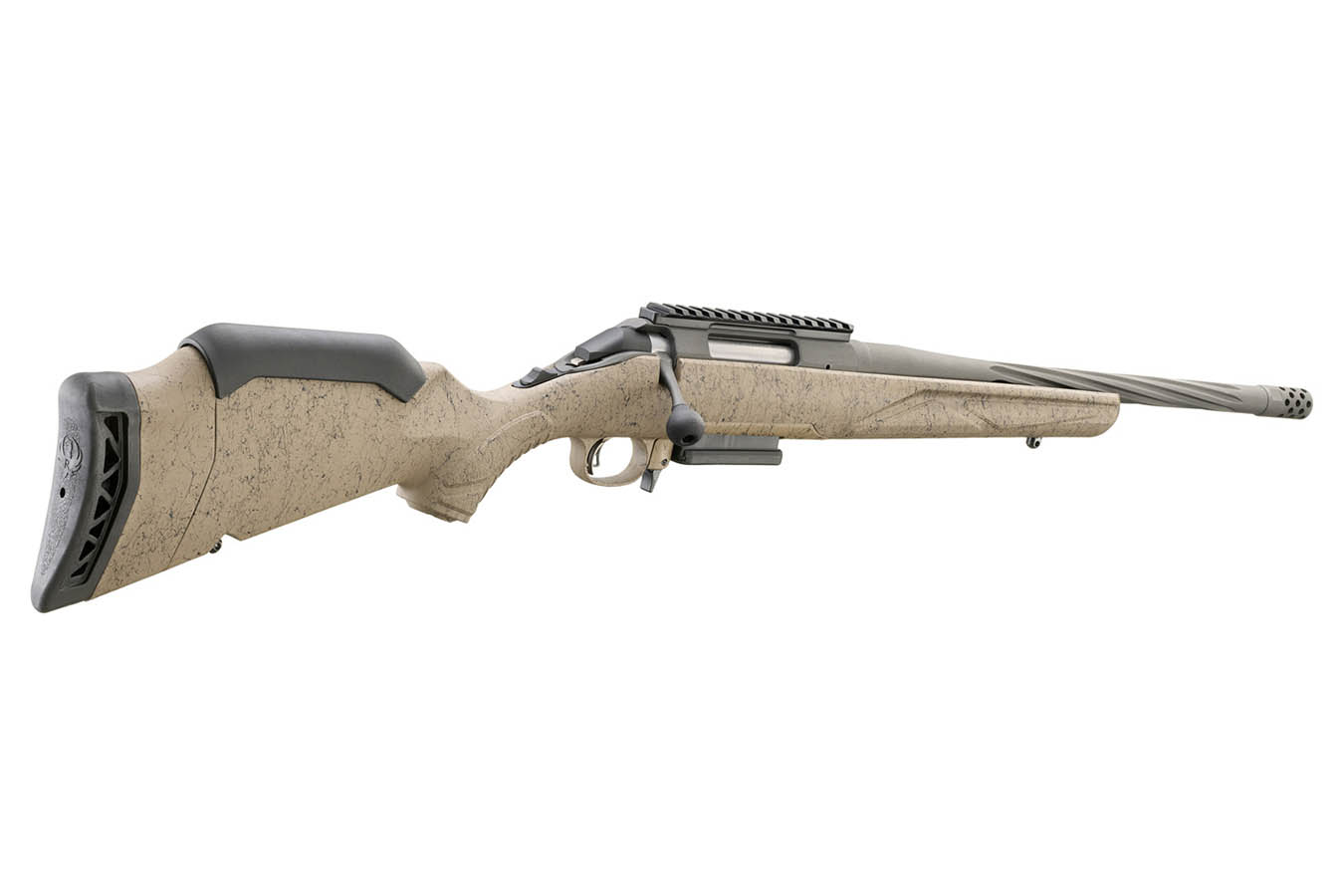 RUGER American Ranch Gen II 243 Win Bolt-Action Rifle with FDE Splatter Stock and Spiral Fluted Barrel