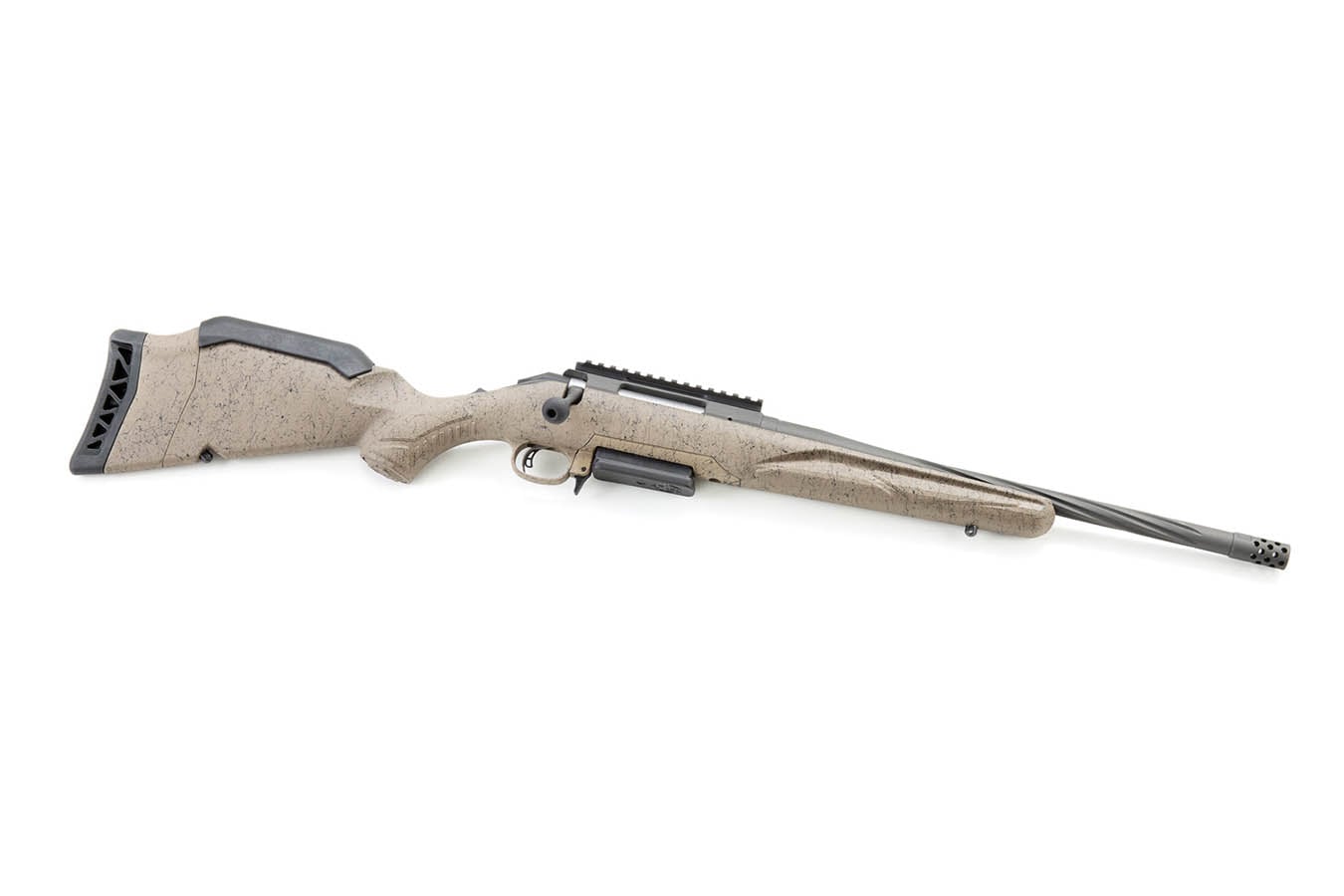 RUGER American Ranch Gen II 243 Win Bolt-Action Rifle with FDE Splatter Stock and Spiral Fluted Barrel