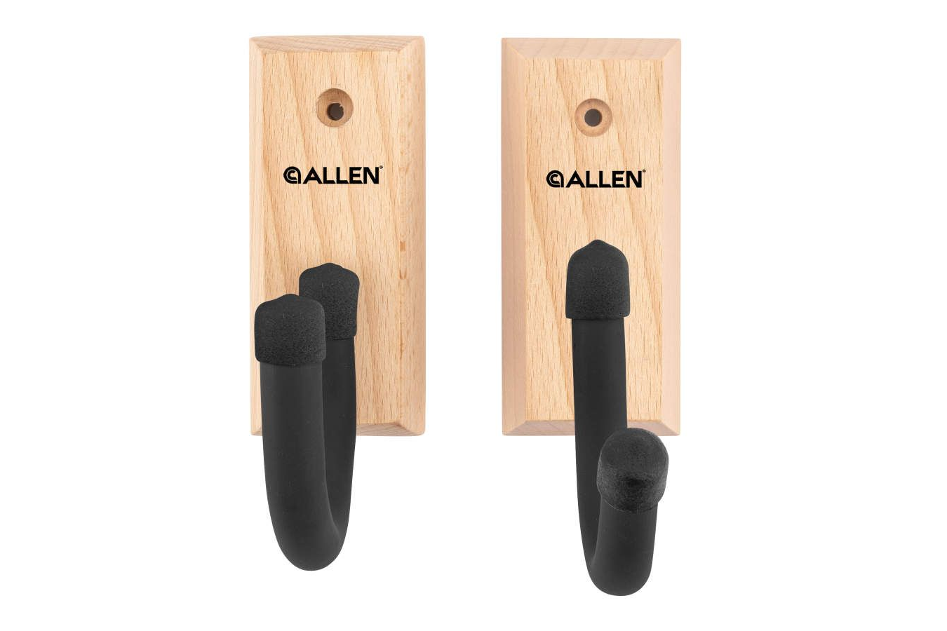 ALLEN COMPANY Defender Hooks with Wooden Mounting Plaque 2PK - Black