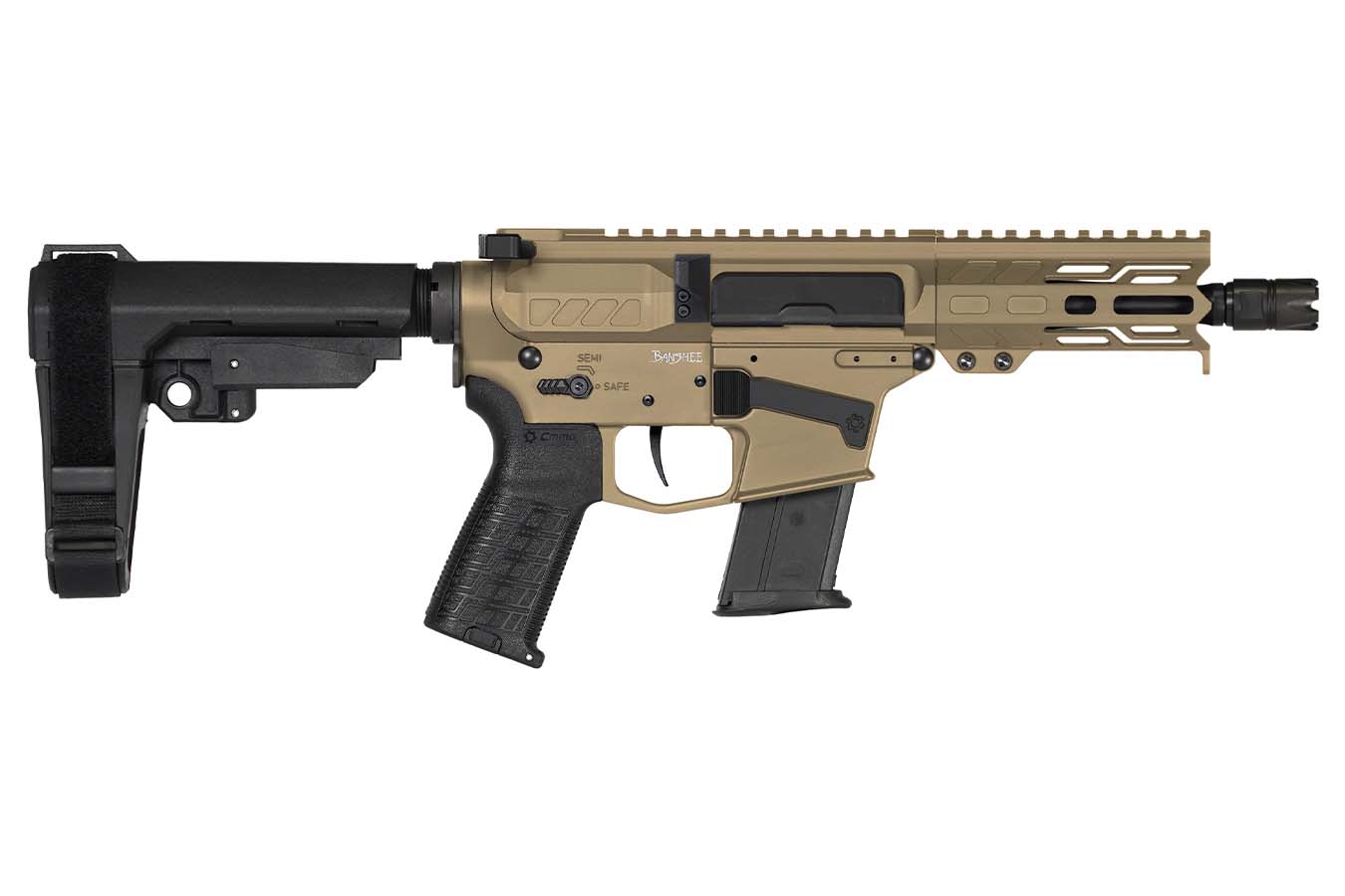 CMMG Banshee Mk57 5.7x28mm AR-15 Pistol with 5 Inch Barrel and Coyote Tan Cerakote Finish