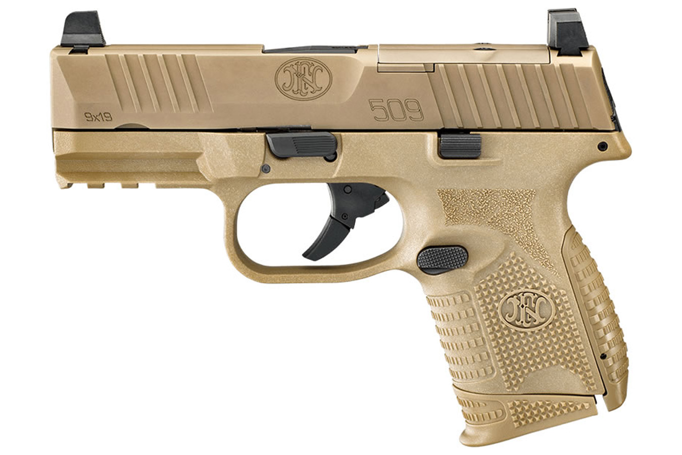 FNH 509 Compact MRD 9mm Striker-Fired Pistol with Flat Dark Earth Frame and Slide