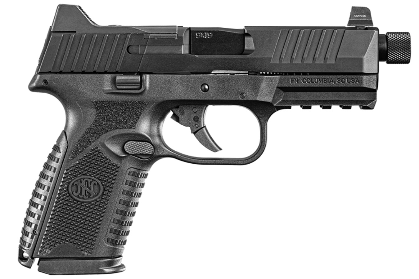 FNH 509 Midsize Tactical 9mm Optic Ready Pistol with Threaded Barrel and Five Magazines