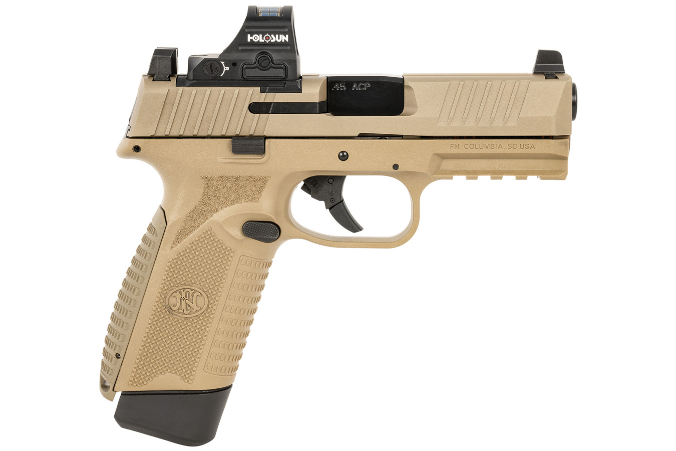 FNH 545 MRD 45 ACP Semi-Automatic FDE Pistol with Holosun 407c Red Dot