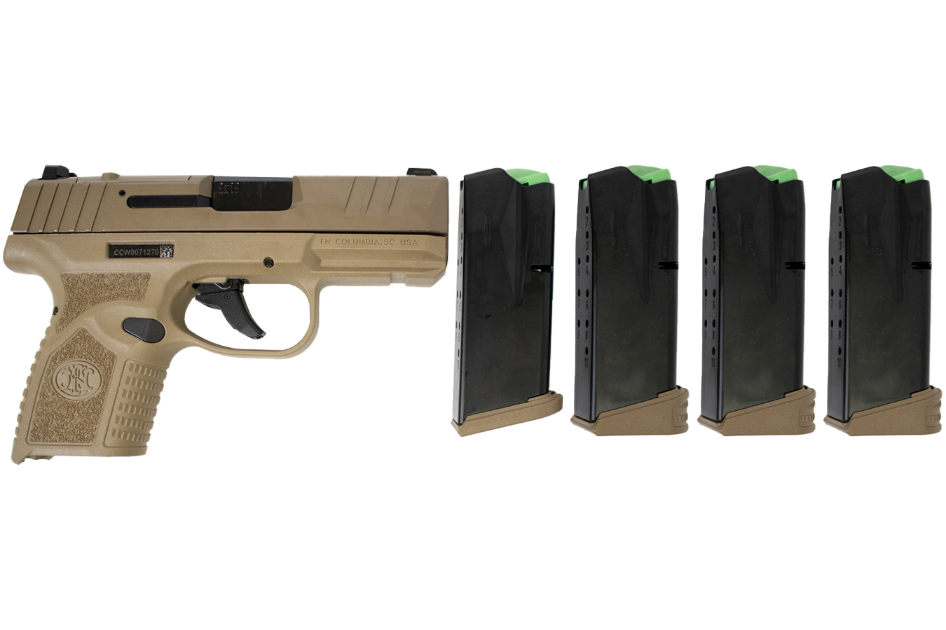 FNH Reflex MRD 9mm Optic Ready Pistol with Four 10-Round Magazines and Viridian Green Dot Sight