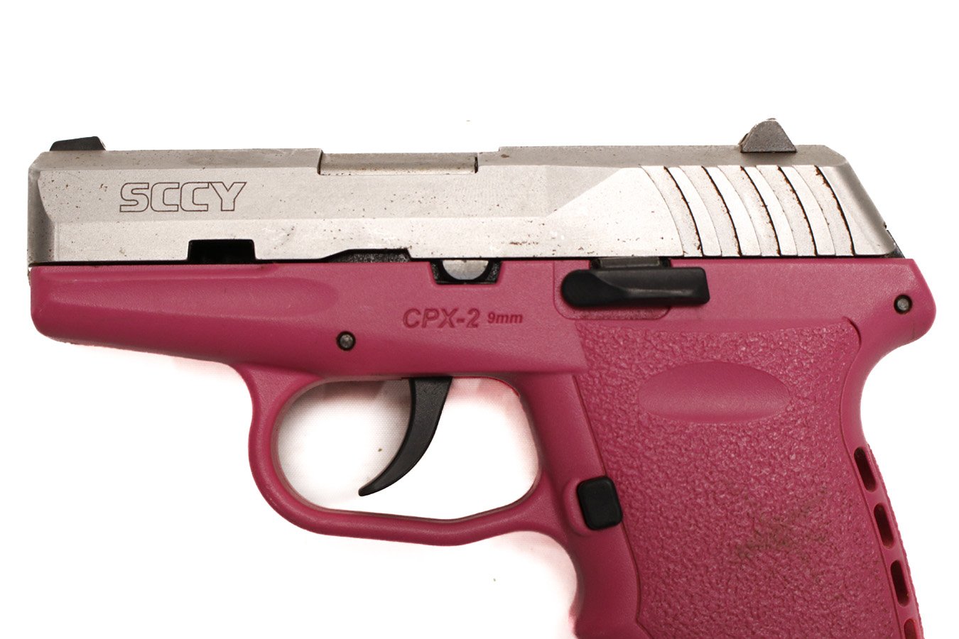 SCCY CPX-2 9mm Police Trade-In Pistol with Pink Frame and Stainless Slide