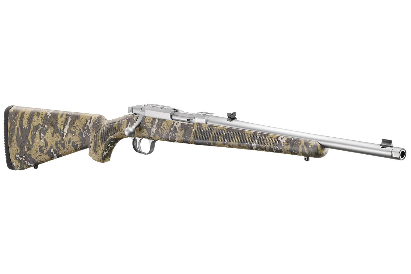 RUGER 77/44 44 Remington Magnum Bolt-Action Rifle with Desolve Bare Reduced Camo Stock and Threaded Barrel