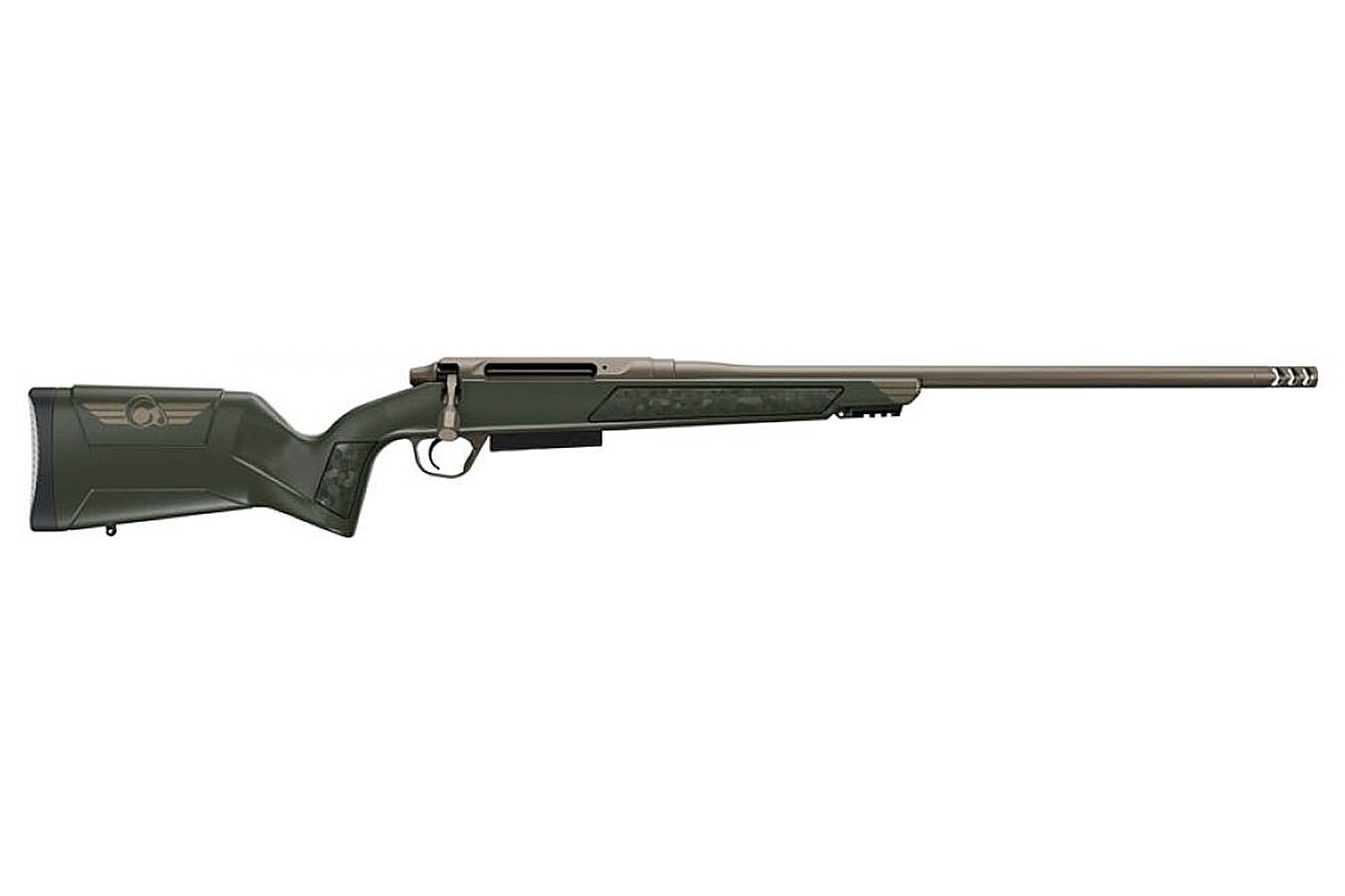 CHRISTENSEN ARMS Evoke Hunter 450 Bushmaster Bolt-Action Rifle with Green Stock and Smoked Bronze Cerakote Barrel