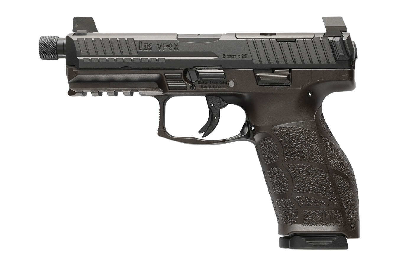 H  K VP9A1 X Tactical 9mm Optic Ready Pistol with Threaded Barrel and Suppressor Height Night Sights