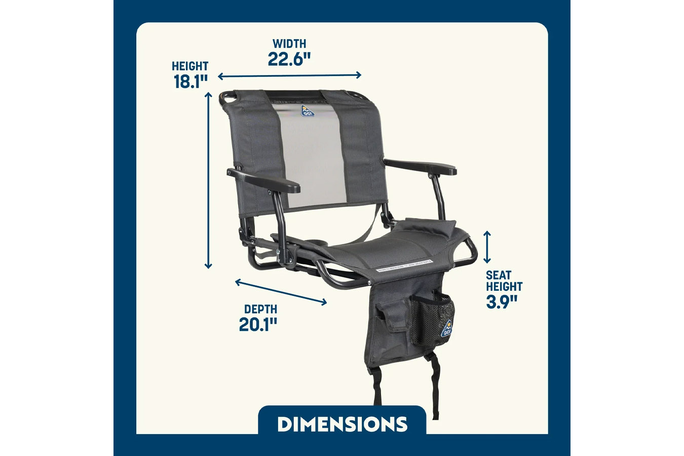 GCI OUTDOOR Big Comfort Stadium Chair 2.0 with Armrests Dark Charcoal