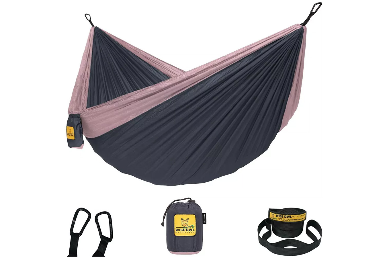 WISE OWL OUTFITTERS 2-Person Indoor/Outdoor Camping Hammock with Tree Straps