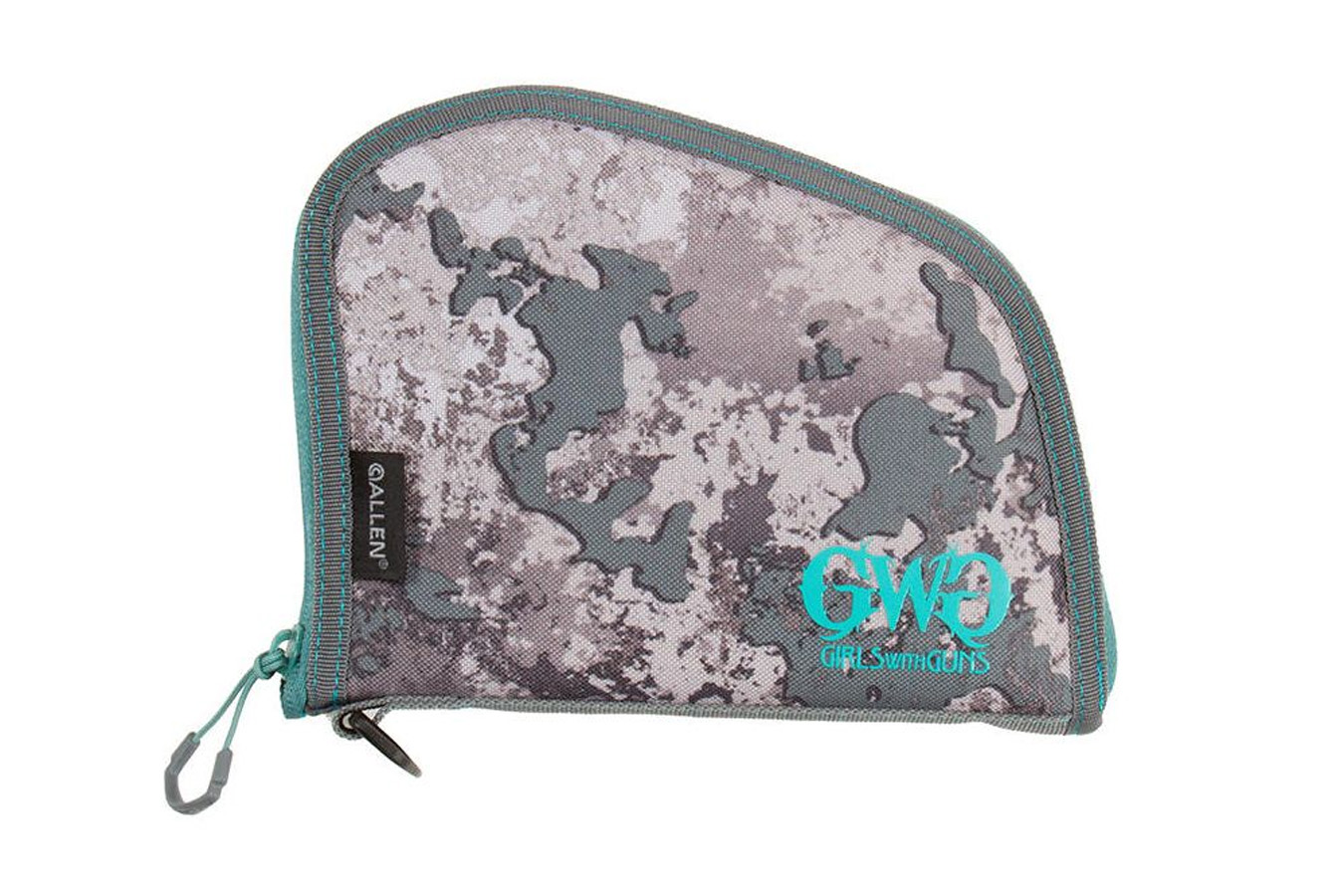 ALLEN COMPANY Girls with Guns 8 Inch Lockable Compact Handgun Case (Gray/Teal/Shade Camo)