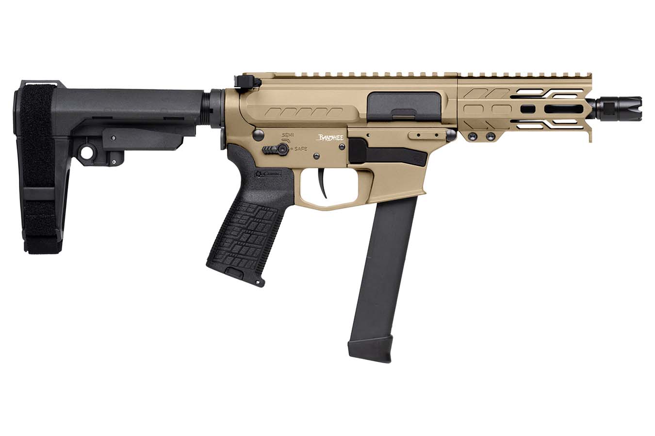 CMMG Banshee MKGs 9mm Semi-Auto AR-15 Pistol with Coyote Tan Finish (Glock Mag Compatible)