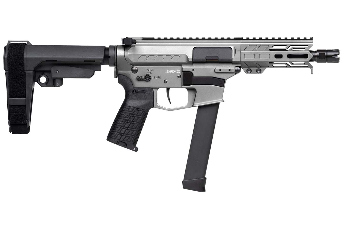 CMMG Banshee MKGs 9mm Semi-Auto AR-15 Pistol with Tungsten Gray Finish (Glock Magazine Compatible)