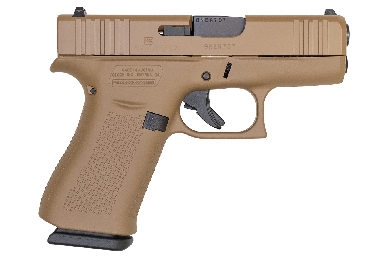 GLOCK 43x 9mm 10-Round Pistol with Dark Earth Cerakote Finish