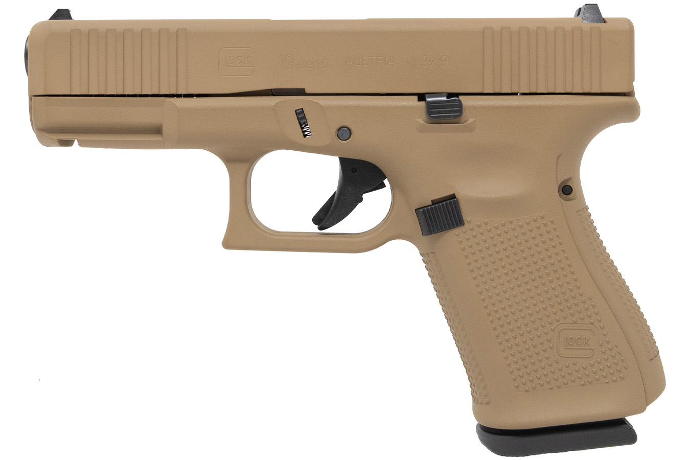 GLOCK 19 Gen5 9mm Pistol with Davidsons Dark Earth Cerakote Finish
