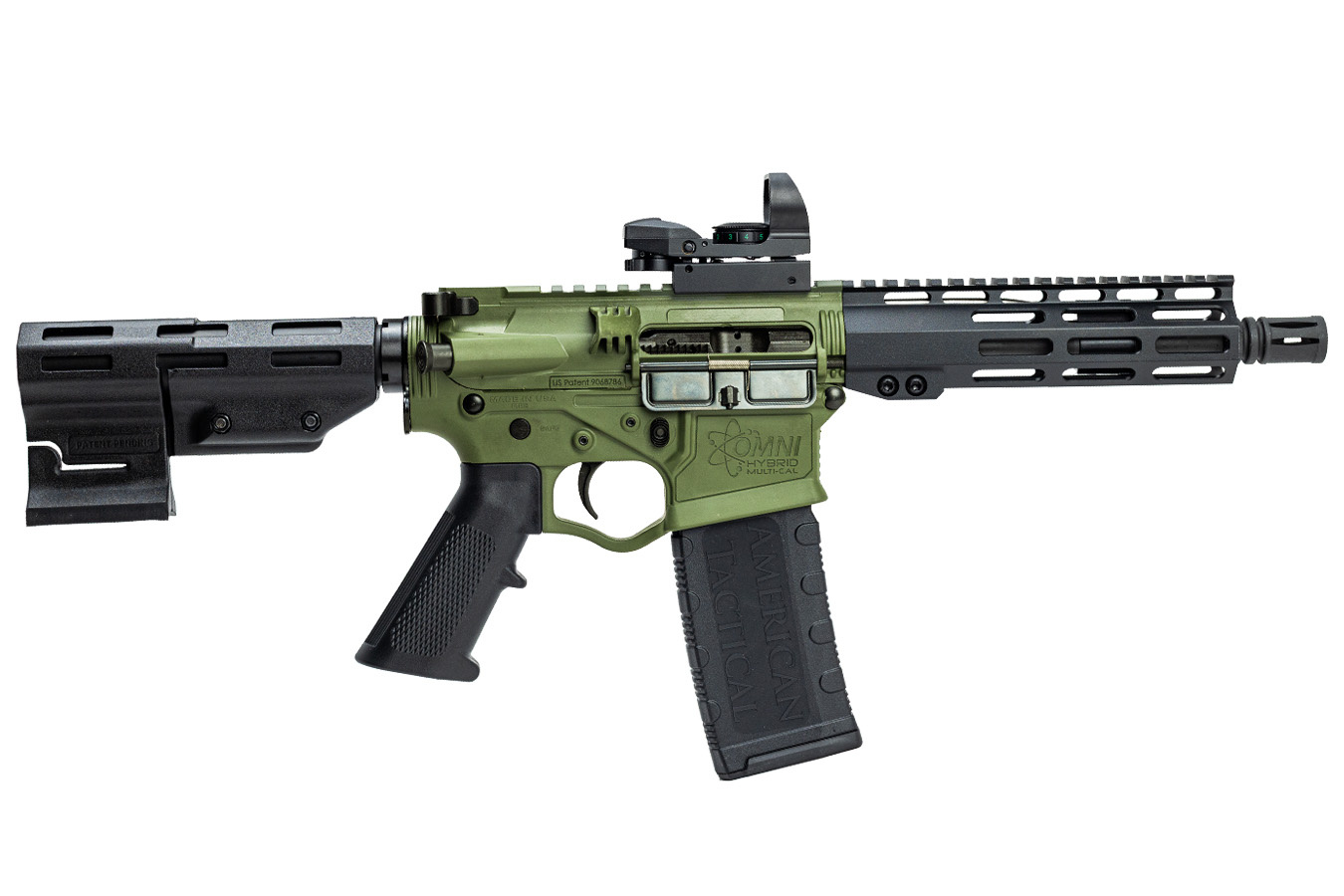 AMERICAN TACTICAL Omni Hybrid 5.56mm Semi-Auto AR-15 Pistol with Battlefield Green Finish and Duo Sight