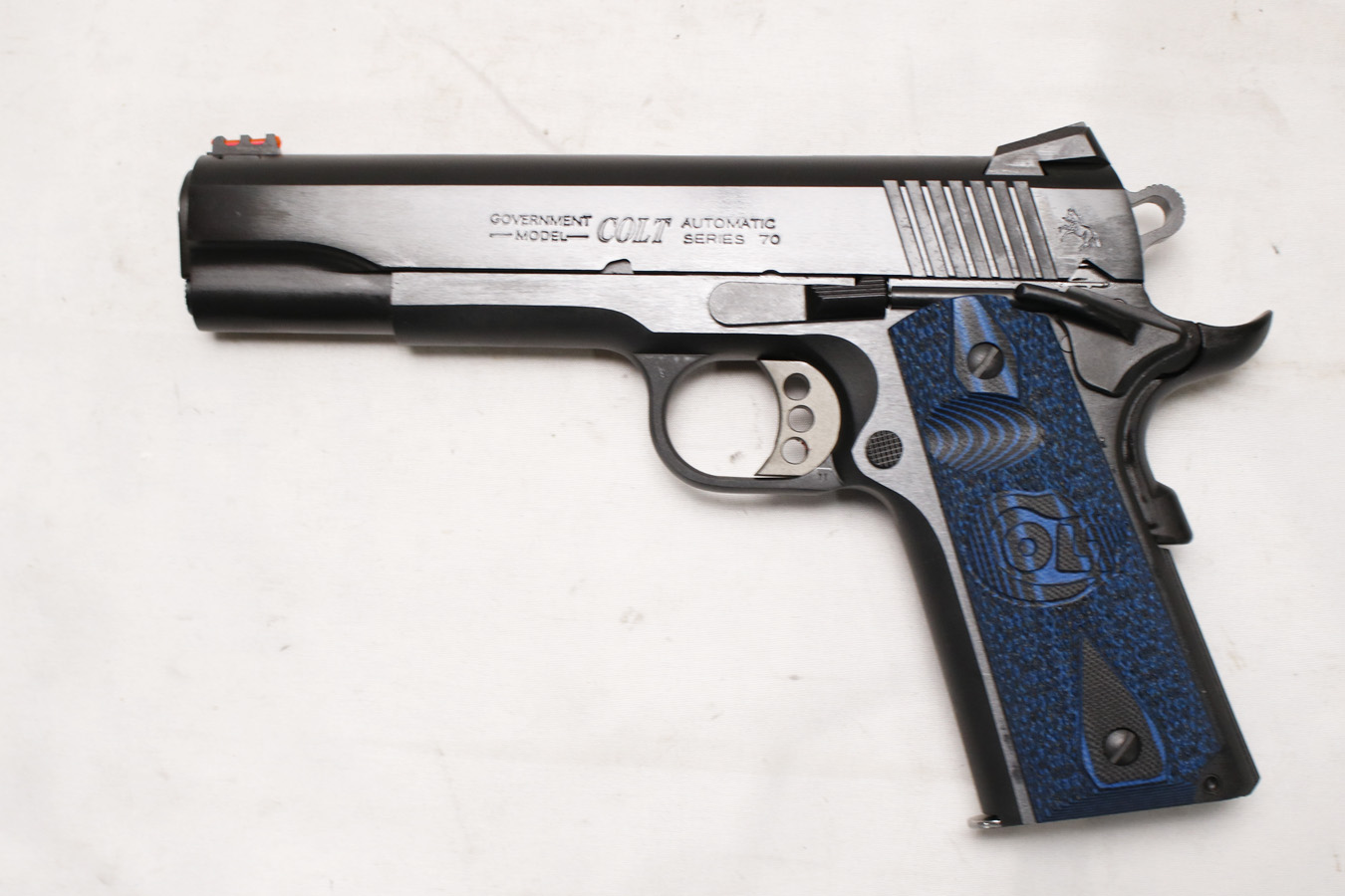 COLT 1911 Series 70 Competition 45 ACP Pistol with G10 Checkered Blue Grips (Blemished)