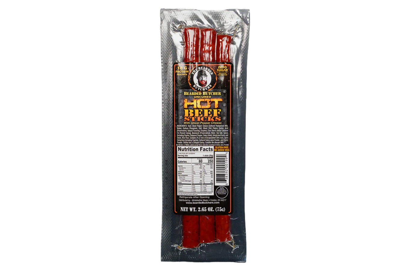 BEARDED BUTCHER Hot Beef Sticks with Ghost Pepper Cheese