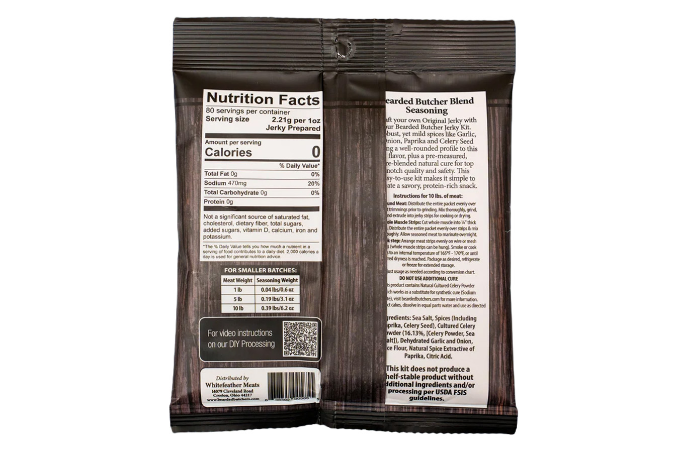 BEARDED BUTCHER Original Blend Jerky Seasoning and Natural Cure Kit for up to 10 lbs of Meat