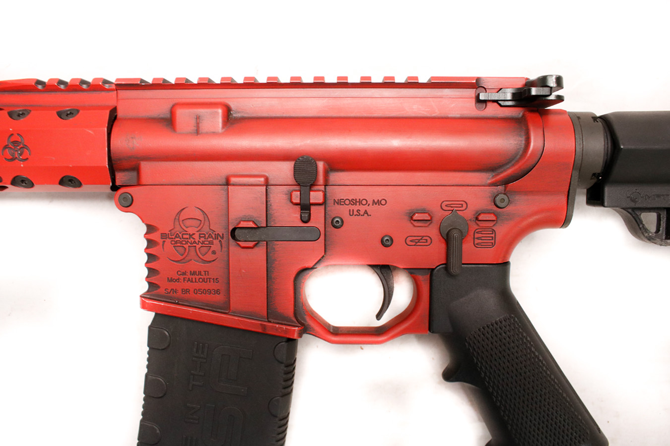 BLACK RAIN ORDNANCE Fallout15 5.56 NATO Police Trade-in Rifle with Red Cerakote Finish