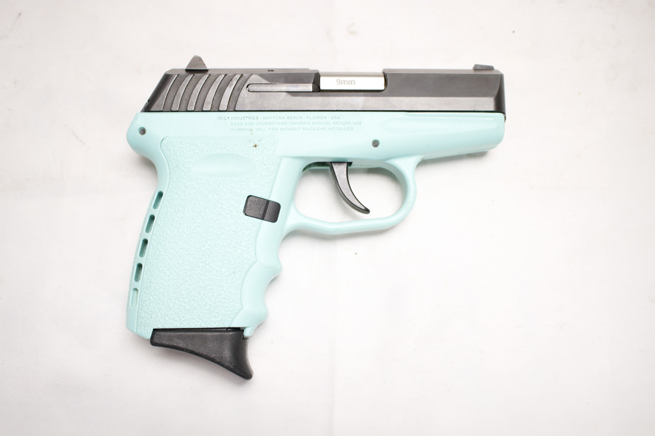 SCCY CPX-2 9mm Police Trade-in PIstol with Aqua Blue Frame