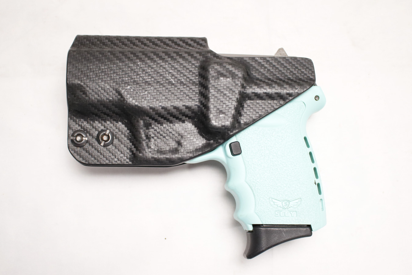 SCCY CPX-2 9mm Police Trade-in PIstol with Aqua Blue Frame