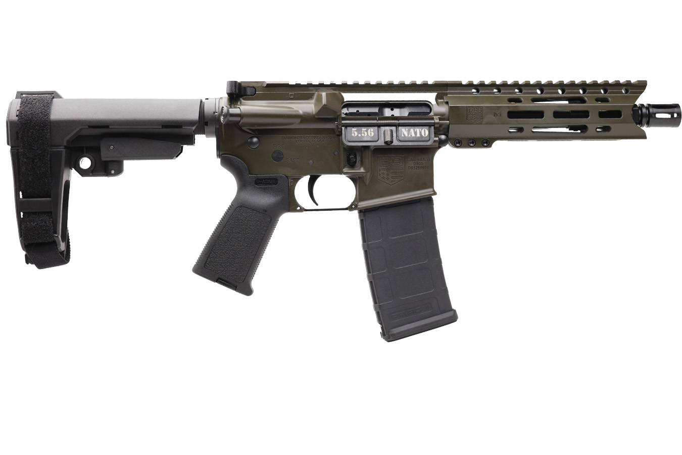 DIAMONDBACK DB15 5.56 NATO AR Pistol with OD Green Finish