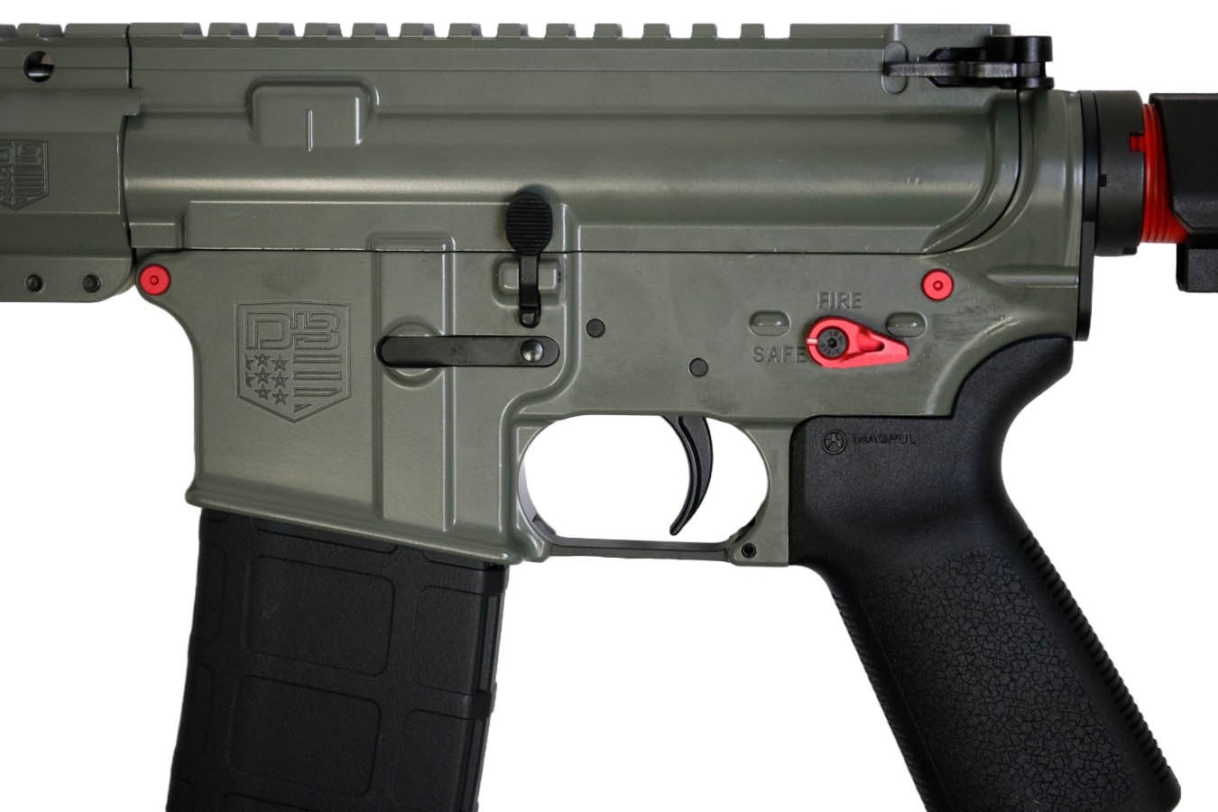 DIAMONDBACK DB-15 5.56 NATO Semi-Auto Pistol with Jungle Green Finish, Red Accents and SBA3 