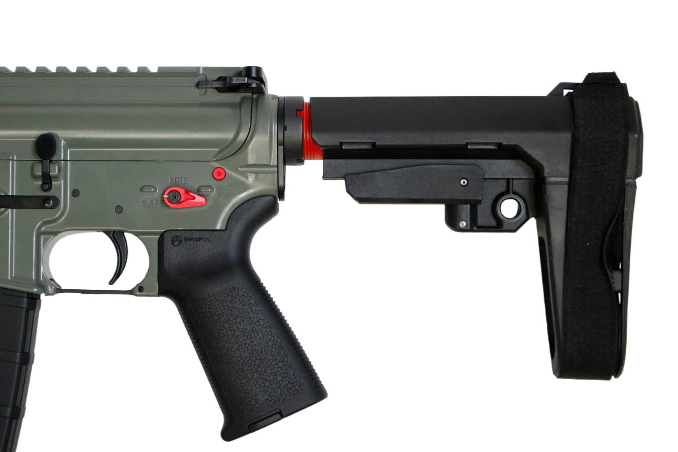 DIAMONDBACK DB-15 5.56 NATO Semi-Auto Pistol with Jungle Green Finish, Red Accents and SBA3 