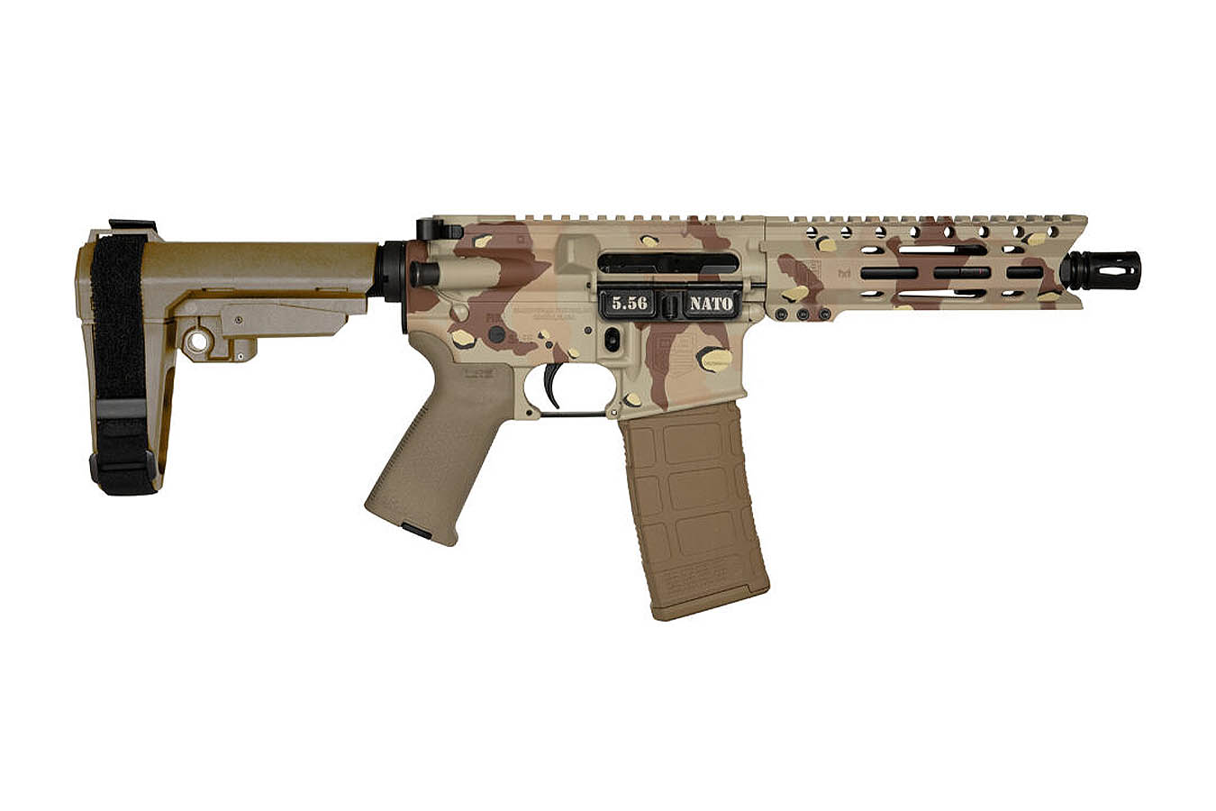 DIAMONDBACK DB-15 5.56mm Semi-Auto Pistol with Chocolate Chip Camo Finish and SBA3 Brace