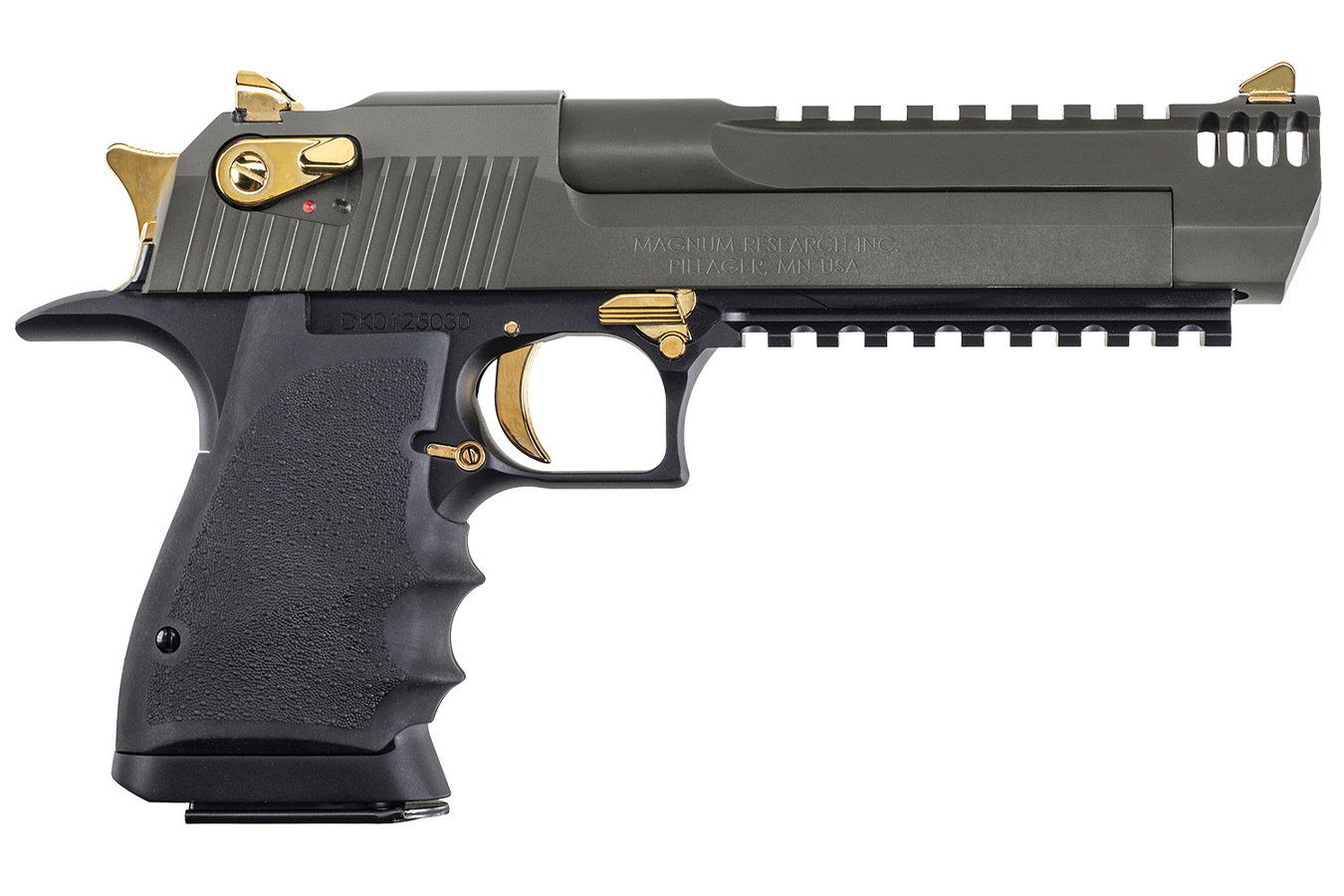 MAGNUM RESEARCH Desert Eagle 357 Magnum Semi-Auto Pistol with Black Anodized Finish and Gold Controls