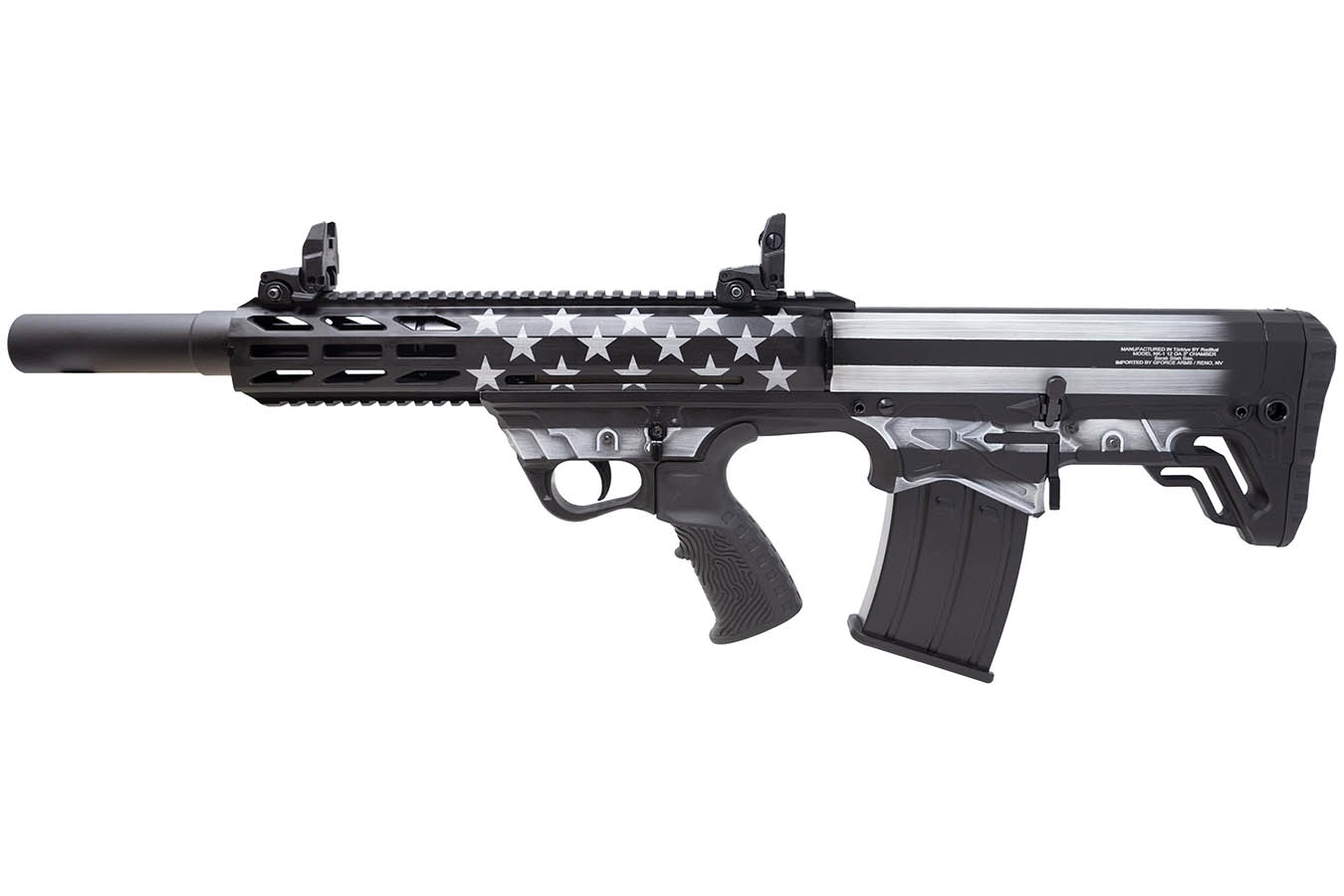 GFORCE ARMS GFY-1 12-Gauge Semi-Auto Shotgun with Black and White US Flag Finish
