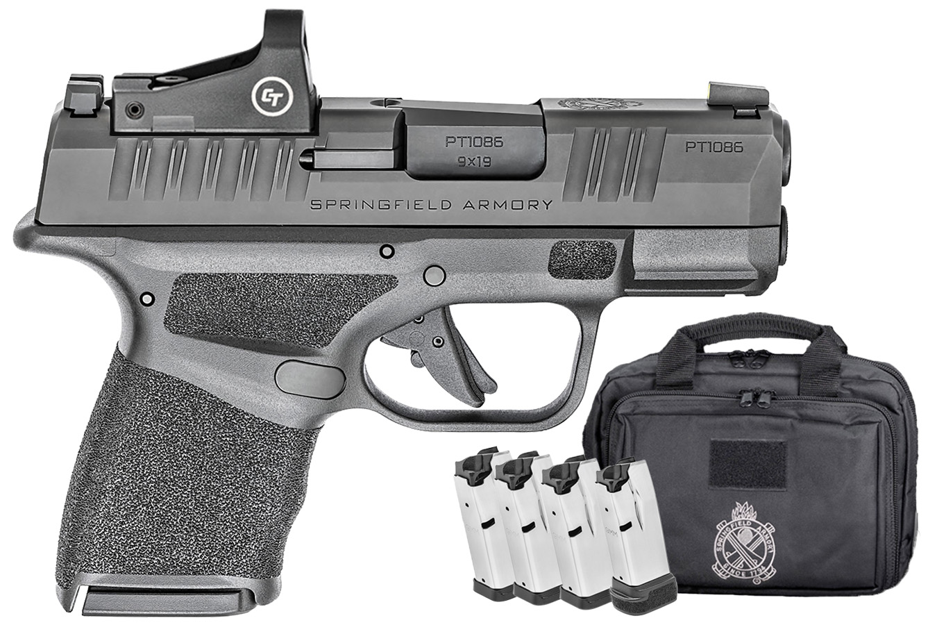 SPRINGFIELD Hellcat 9mm Micro Compact Optic Ready Pistol with 5 Total Mags, Red-Dot and Range Bag
