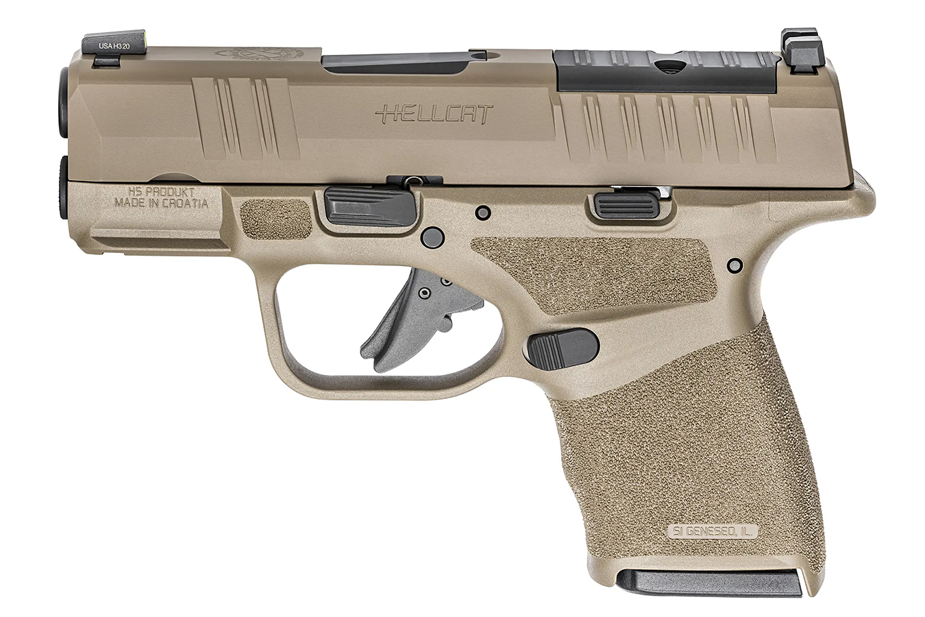 SPRINGFIELD Hellcat Micro-Compact 9mm FDE Gear Up Package with Five Magazines, Green Dot, and Springfield Pistol Bag