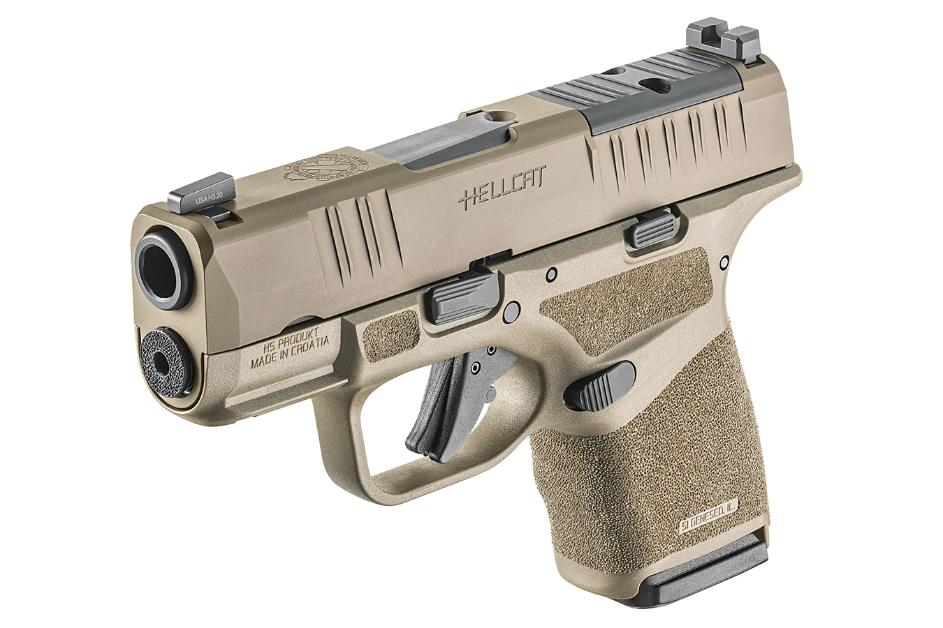 SPRINGFIELD Hellcat Micro-Compact 9mm FDE Gear Up Package with Five Magazines, Green Dot, and Springfield Pistol Bag