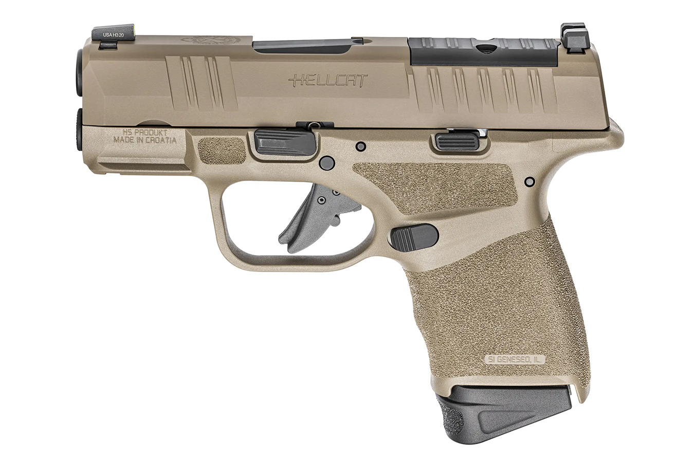 SPRINGFIELD Hellcat 9mm Semi-Auto Pistol FDE Gear Up Package with Crimson Trace Optic, Five Magazines, and Range Bag