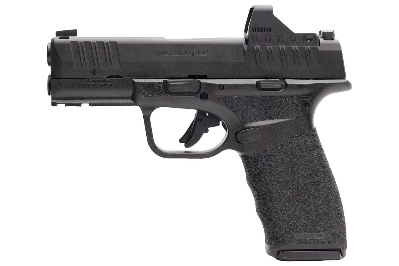 SPRINGFIELD Hellcat Pro 9mm Pistol with Viridian RFX-11 Green Dot, Four Mags and Pistol Bag
