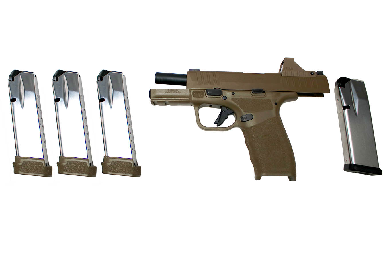 SPRINGFIELD Hellcat Pro 9mm Flat Dark Earth Gear Pac with Viridian RFX-11 Green Dot, Four Mags and Pistol Bag